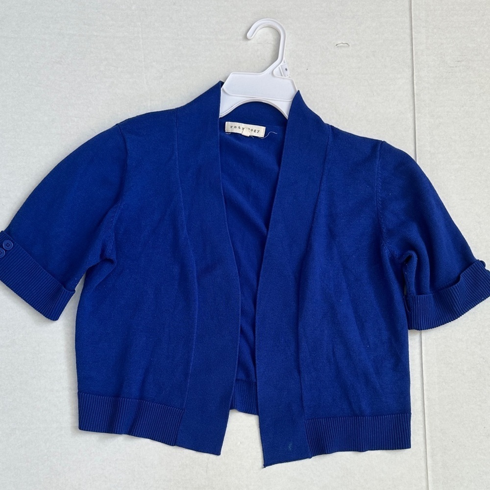 Elegant Blue Open-Front Blazer SZ S
